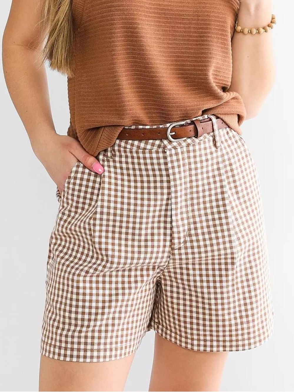 Brixton Brown and White Gingham Shorts